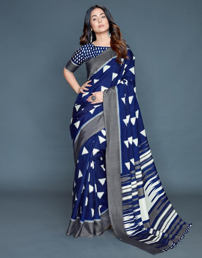 Blue Coloured Poly Silk Printed Casual saree | Sudathi