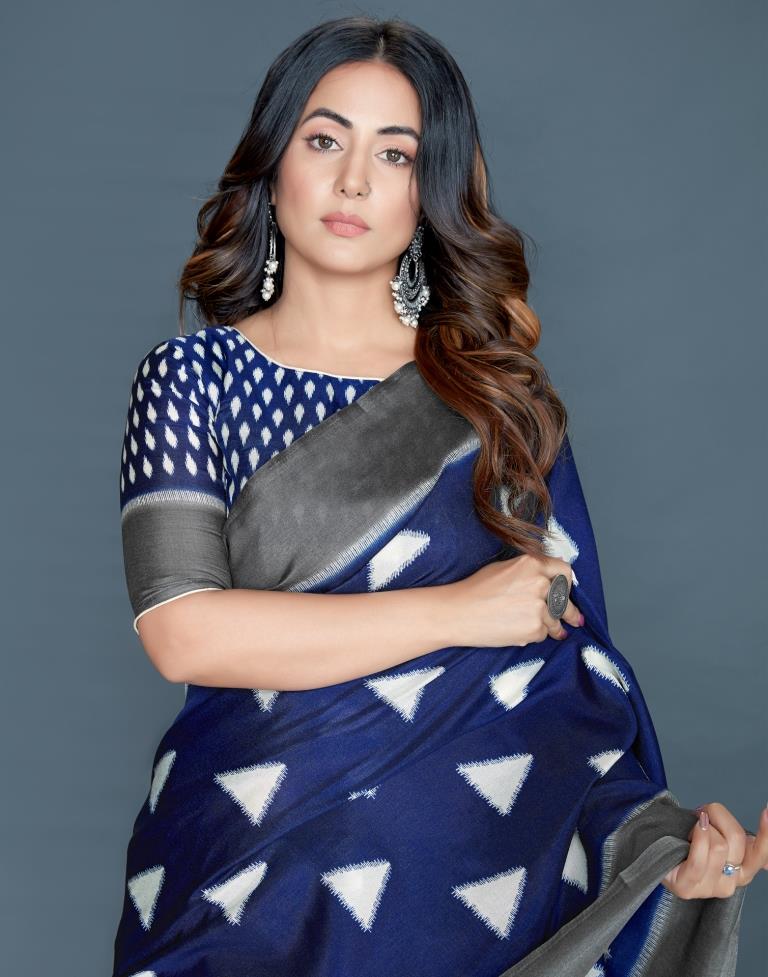 Blue Coloured Poly Silk Printed Casual saree | Sudathi