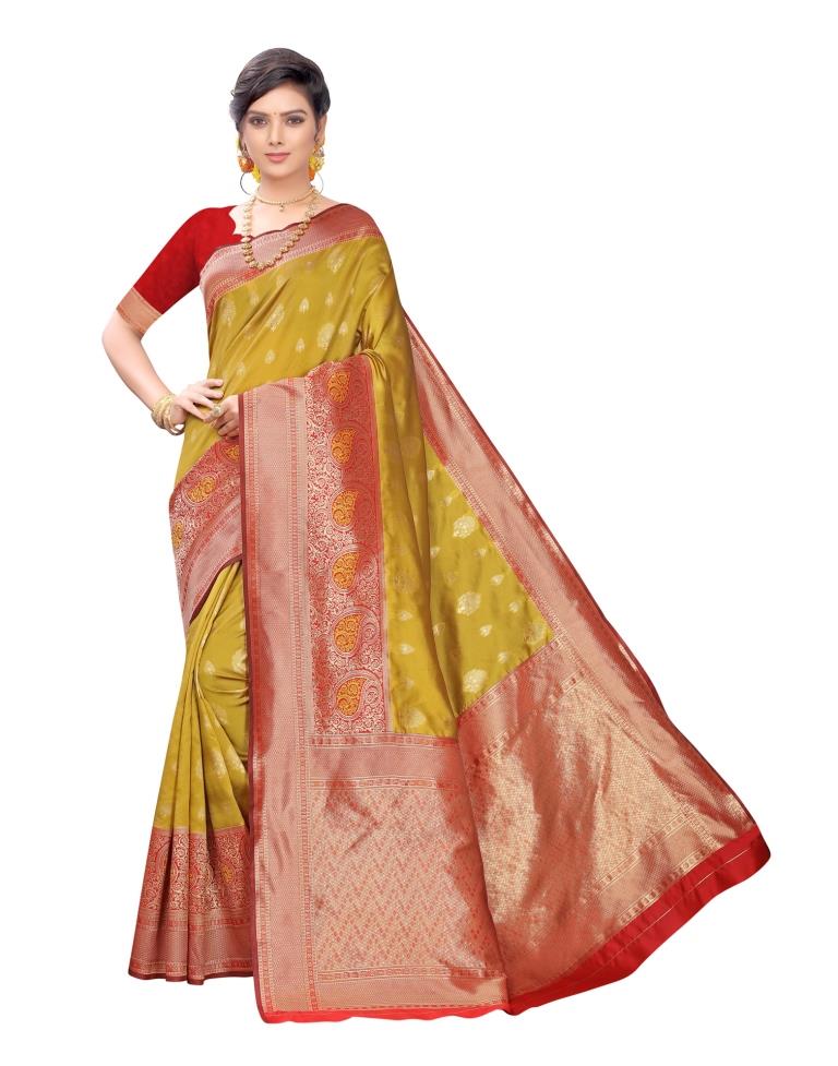 Mustard Yellow Banarasi Silk Saree