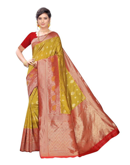 Mustard Yellow Banarasi Silk Saree