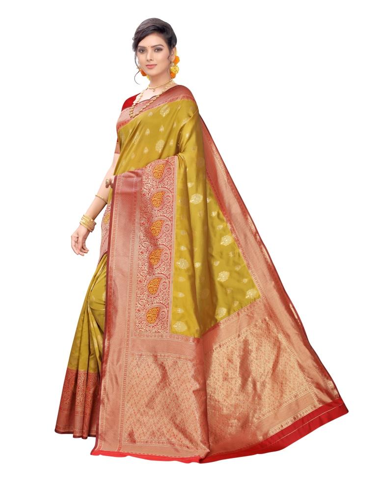 Mustard Yellow Banarasi Silk Saree