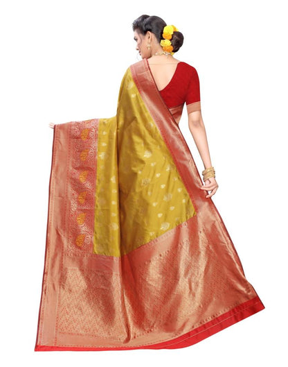 Mustard Yellow Banarasi Silk Saree