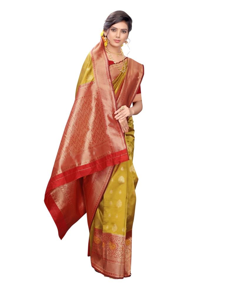 Mustard Yellow Banarasi Silk Saree