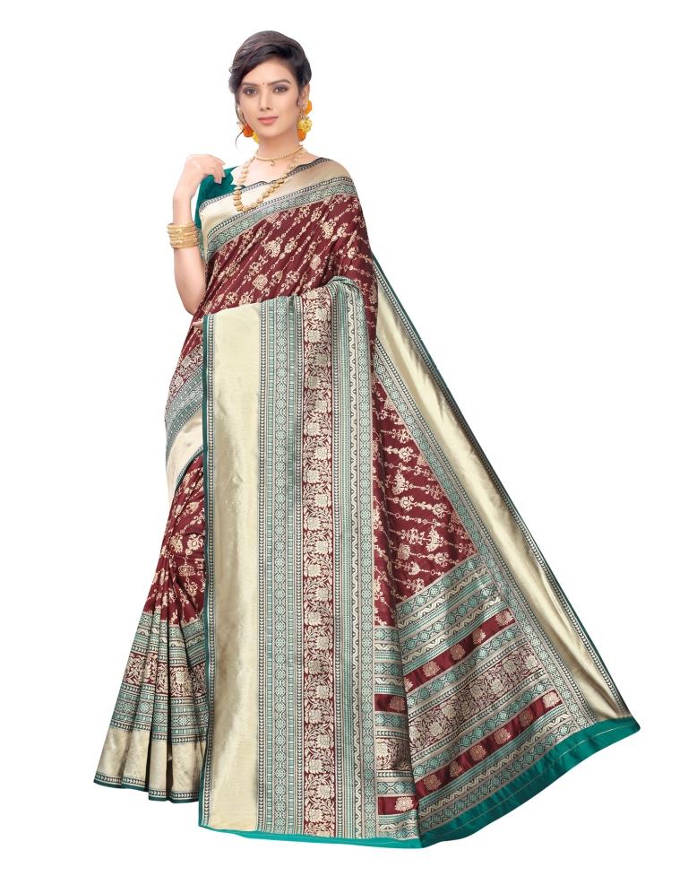 Brown Coloured Jacquard Silk Saree | Sudathi