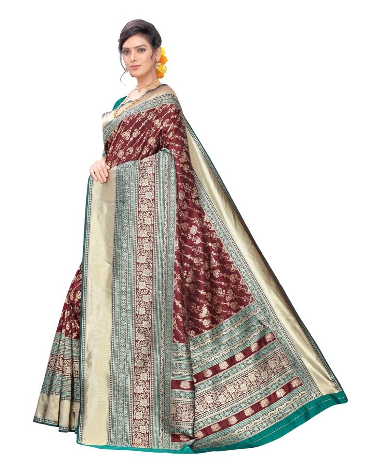 Brown Coloured Jacquard Silk Saree | Sudathi