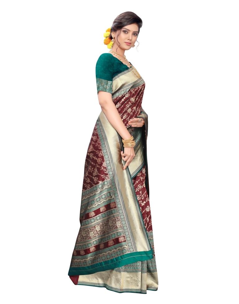 Brown Coloured Jacquard Silk Saree | Sudathi