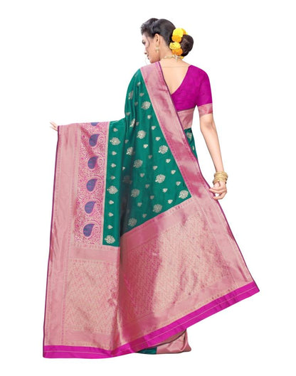 Green Coloured Poly Silk Jacquard Partywear Saree | Sudathi