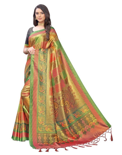 Chartreuse Yellow Coloured Silk Digital Printed Partywear saree | Sudathi