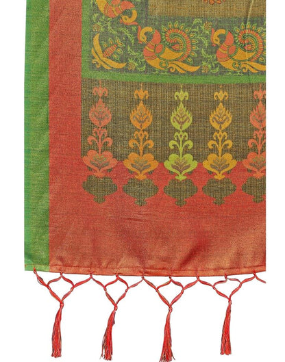 Chartreuse Yellow Coloured Silk Digital Printed Partywear saree | Sudathi