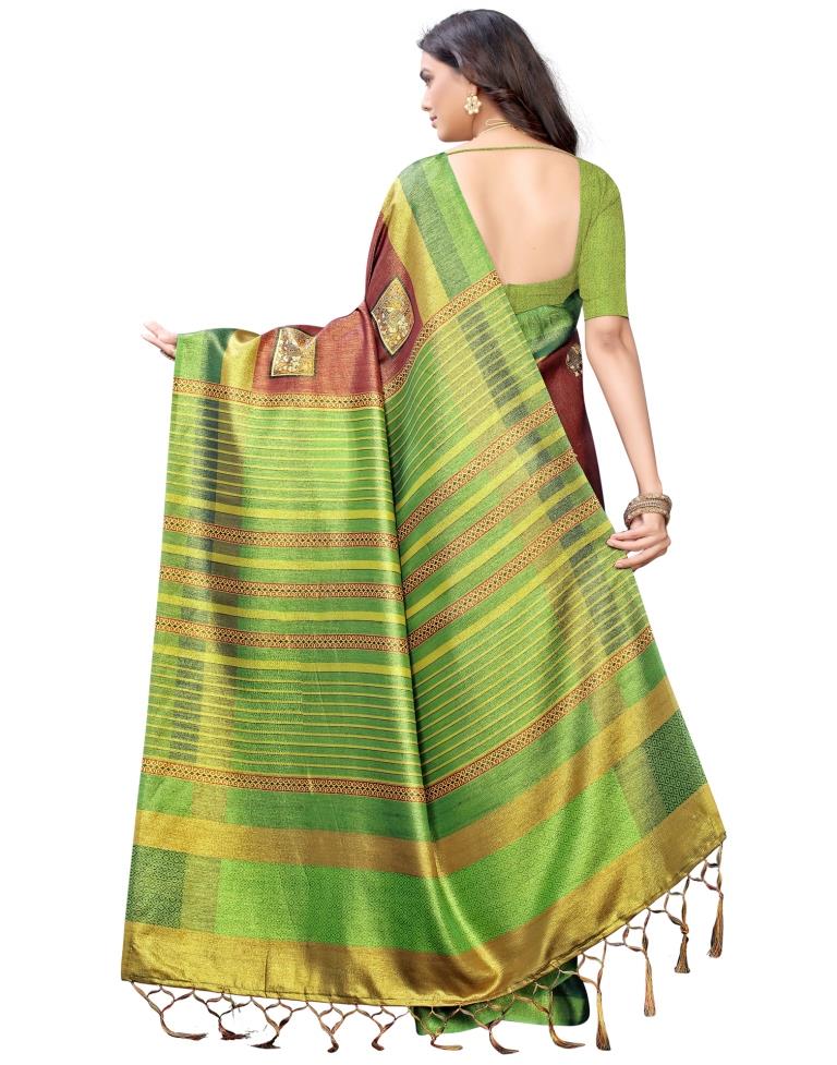 Green Coloured Silk Blend Digital Printed Partywear saree | Sudathi