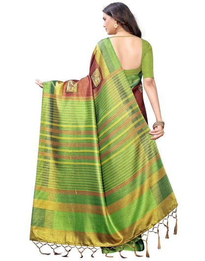 Green Coloured Silk Blend Digital Printed Partywear saree | Sudathi