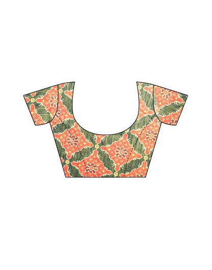 Coral Pink Coloured Silk Blend Digital Printed Partywear saree | Leemboodi