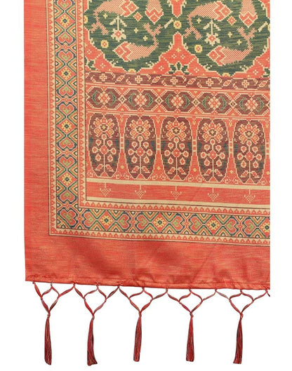 Coral Pink Coloured Silk Blend Digital Printed Partywear saree | Leemboodi