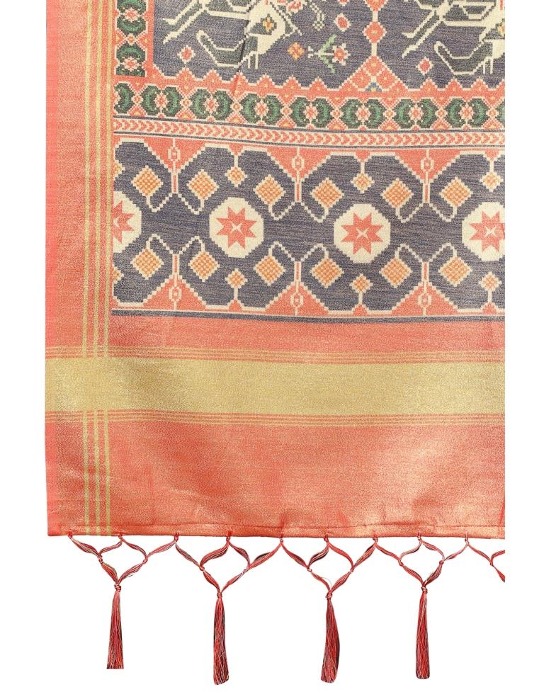 Spruce Blue Coloured Silk Blend Digital Printed Partywear saree | Sudathi