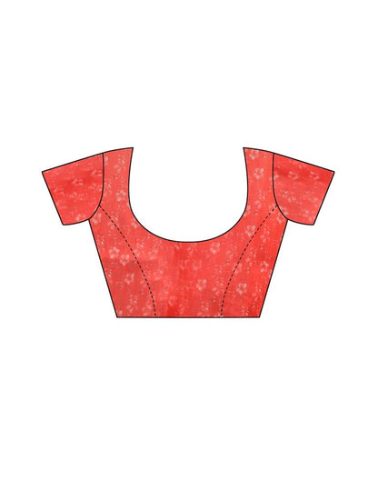 Melon Orange Printed Organza Saree