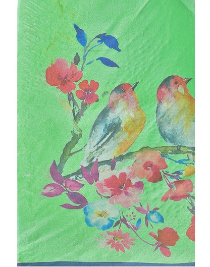 Green Printed Organza Saree