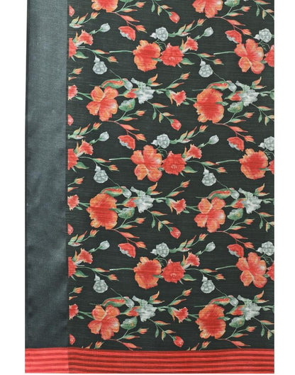 Black Printed Cotton Saree