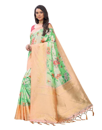Green Coloured Poly Silk Jacquard Partywear saree | Leemboodi