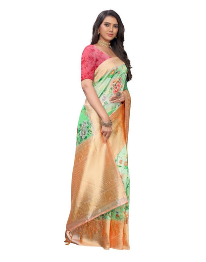 Green Coloured Poly Silk Jacquard Partywear saree | Leemboodi