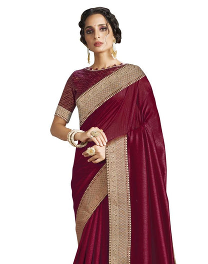 Maroon Coloured Poly Silk Jacquard Partywear saree | Leemboodi