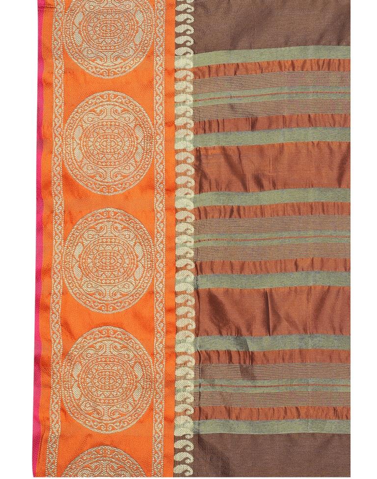 Brown Coloured Poly Silk Jacquard Partywear saree | Leemboodi
