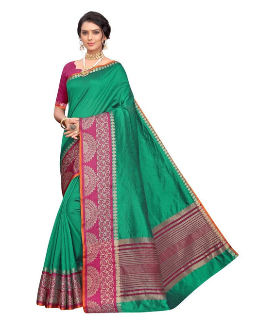 Green Coloured Poly Silk Jacquard Partywear saree | Leemboodi