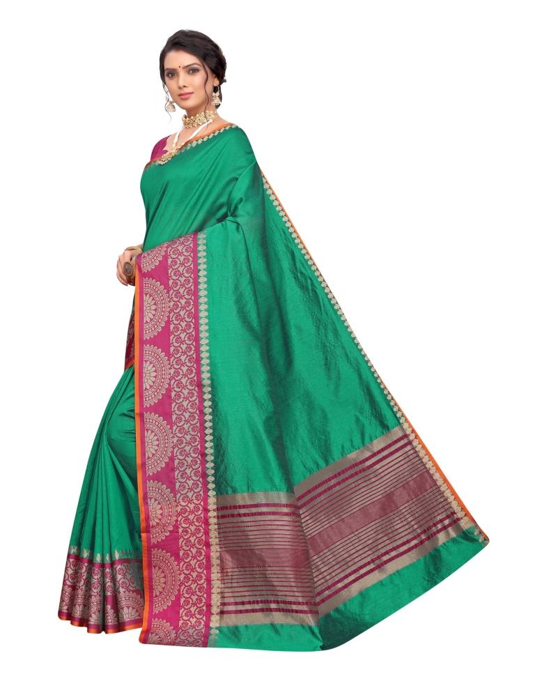 Green Coloured Poly Silk Jacquard Partywear saree | Leemboodi