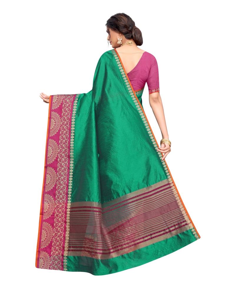 Green Coloured Poly Silk Jacquard Partywear saree | Leemboodi