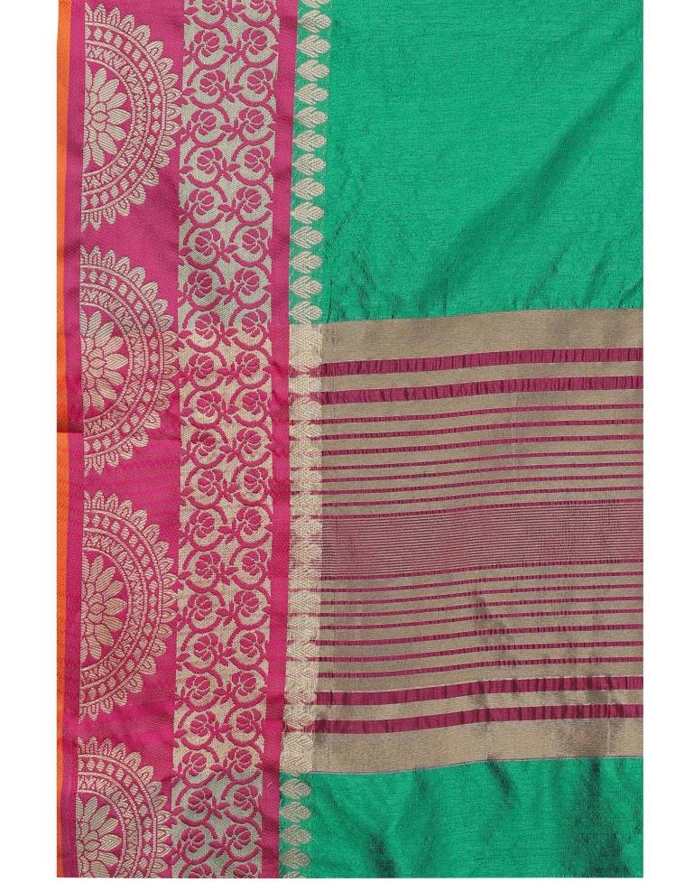 Green Coloured Poly Silk Jacquard Partywear saree | Leemboodi