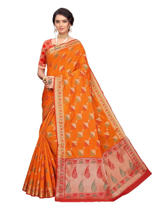 Orange Silk Saree | Leemboodi