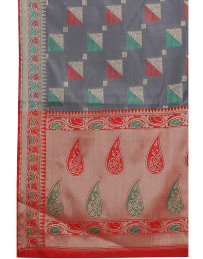 Grey Coloured Poly Silk Jacquard Partywear saree | Leemboodi