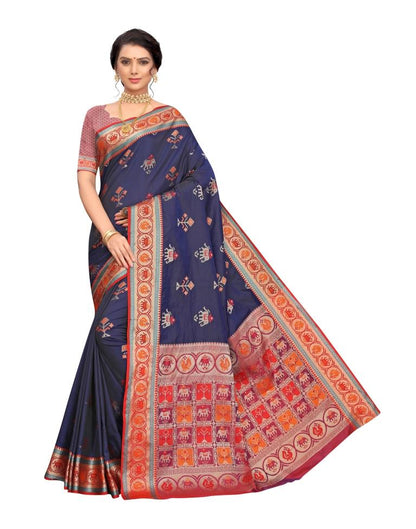 Navy Blue Silk Saree | Leemboodi