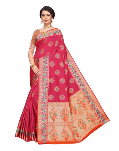 Pink Coloured Poly Silk Jacquard Partywear saree | Leemboodi
