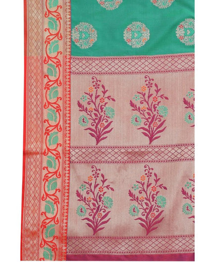 Teal Green Coloured Poly Silk Jacquard Partywear saree | Leemboodi