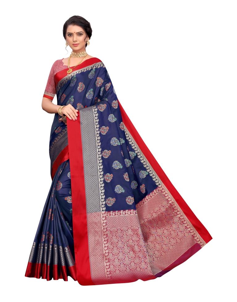 Navy Blue Coloured Poly Silk Jacquard Partywear saree | Leemboodi