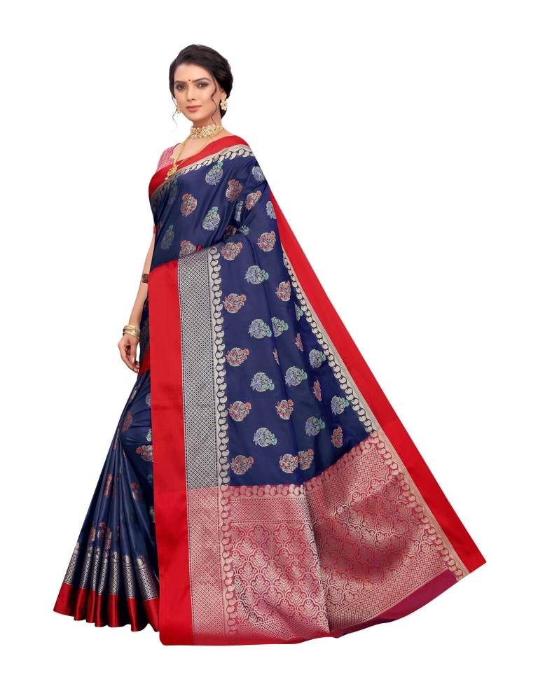 Navy Blue Coloured Poly Silk Jacquard Partywear saree | Leemboodi