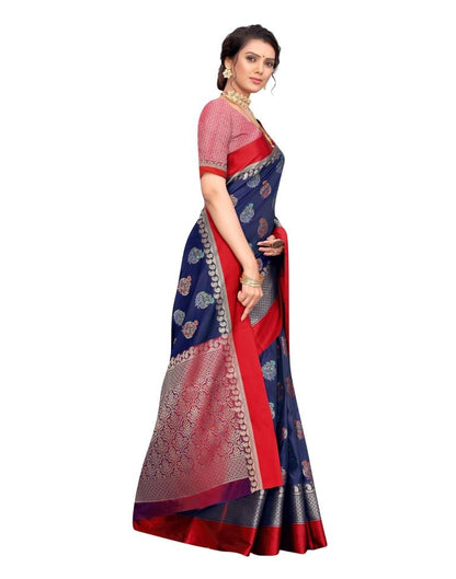 Navy Blue Coloured Poly Silk Jacquard Partywear saree | Leemboodi