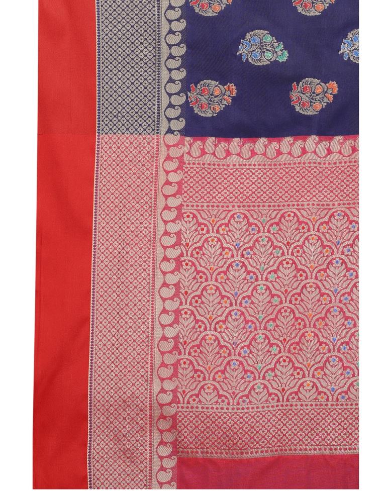 Navy Blue Coloured Poly Silk Jacquard Partywear saree | Leemboodi