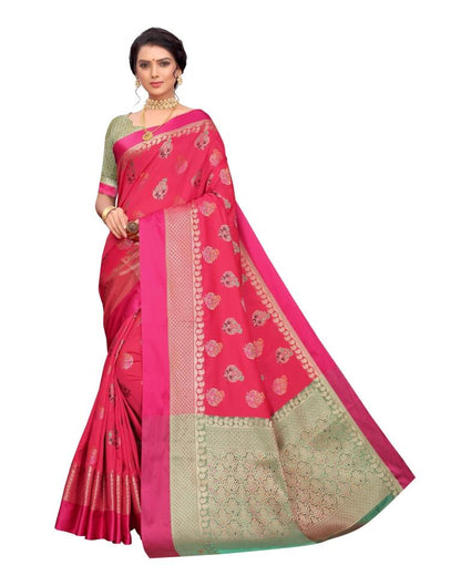 Pink Coloured Poly Silk Jacquard Partywear saree | Leemboodi