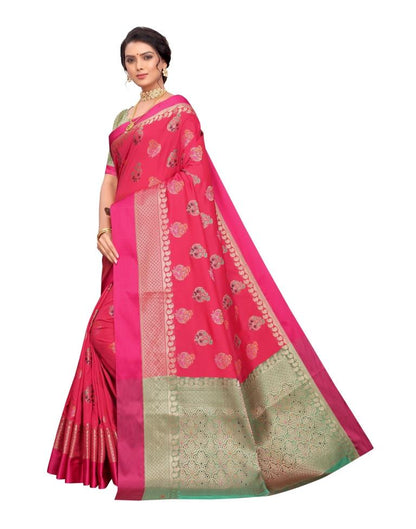 Pink Coloured Poly Silk Jacquard Partywear saree | Leemboodi