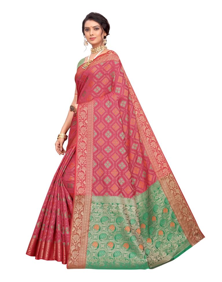 Pink Coloured Poly Silk Jacquard Partywear saree | Leemboodi