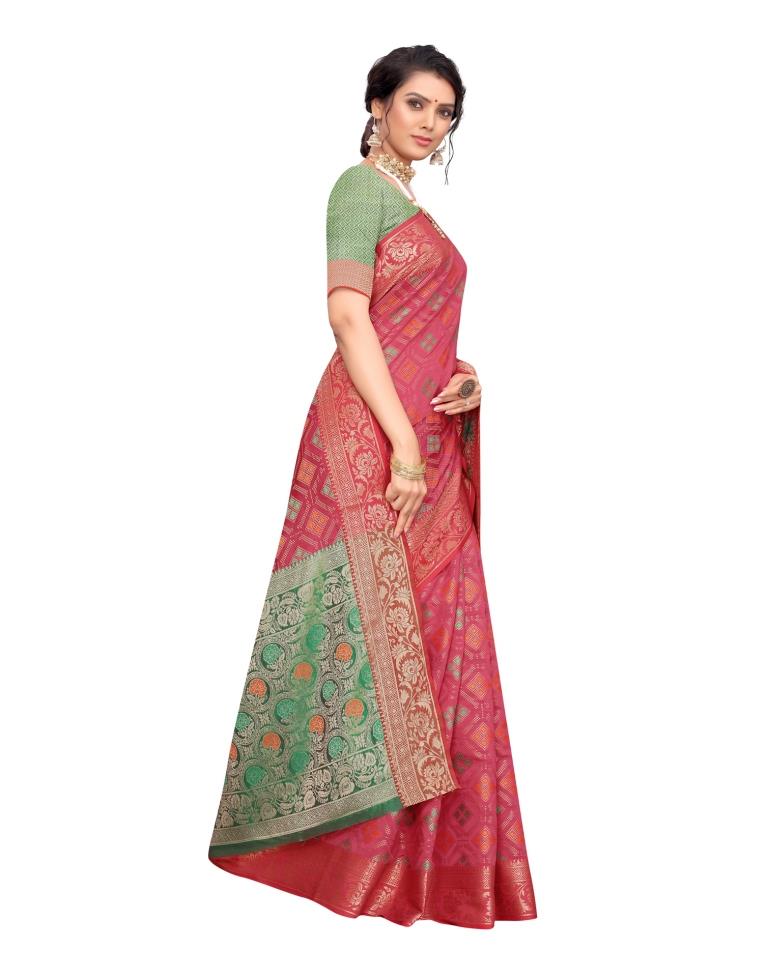 Pink Coloured Poly Silk Jacquard Partywear saree | Leemboodi