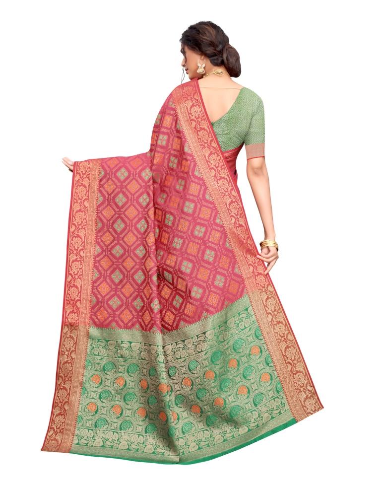 Pink Coloured Poly Silk Jacquard Partywear saree | Leemboodi