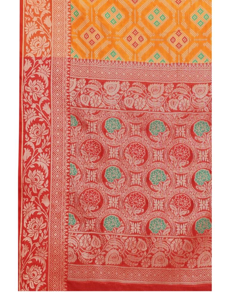 Orange Coloured Poly Silk Jacquard Partywear saree | Leemboodi