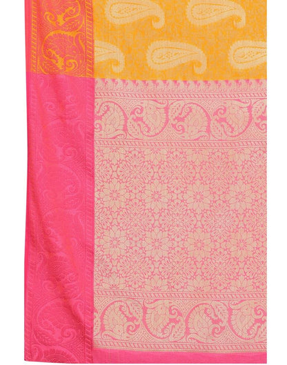 Mustard Coloured Poly Silk Jacquard Partywear saree | Leemboodi