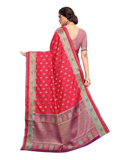 Pink Coloured Poly Silk Jacquard Partywear saree | Leemboodi