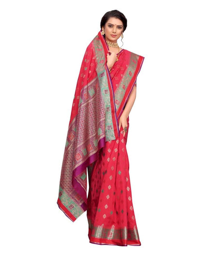 Pink Coloured Poly Silk Jacquard Partywear saree | Leemboodi