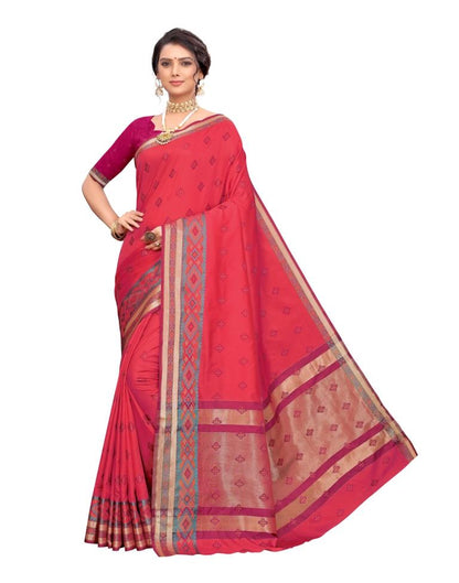 Pink Coloured Poly Silk Jacquard Partywear saree | Sudathi