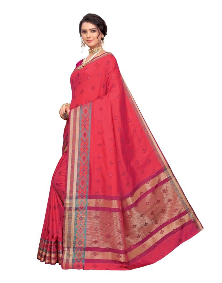 Pink Coloured Poly Silk Jacquard Partywear saree | Sudathi