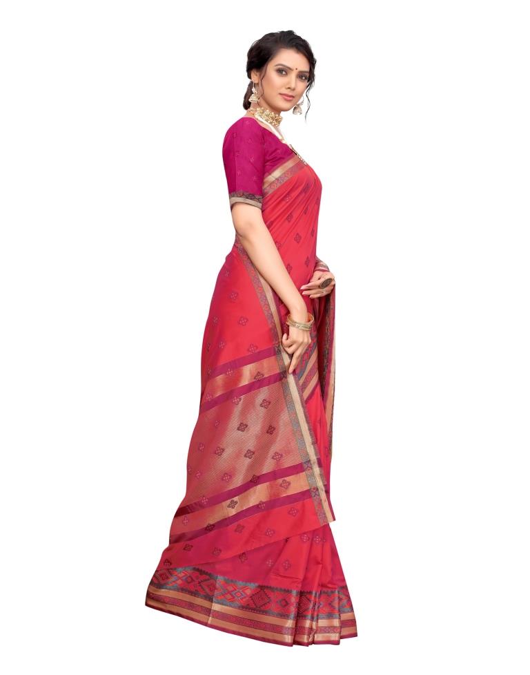 Pink Coloured Poly Silk Jacquard Partywear saree | Sudathi